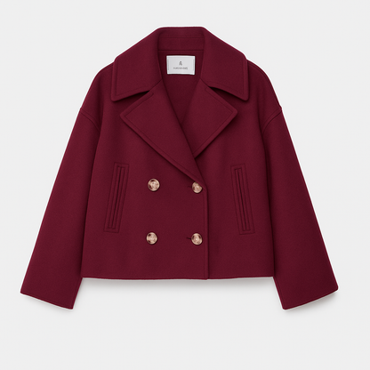 Dames Korte Double Breasted Jas Peacoat