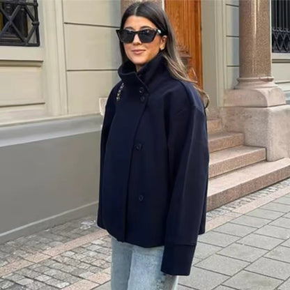 Elise – Luxe Breasted Korte Jas Velora-Amsterdam