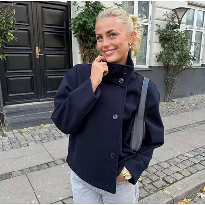 Elise – Luxe Breasted Korte Jas Velora-Amsterdam