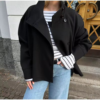 Elise – Luxe Breasted Korte Jas Velora-Amsterdam