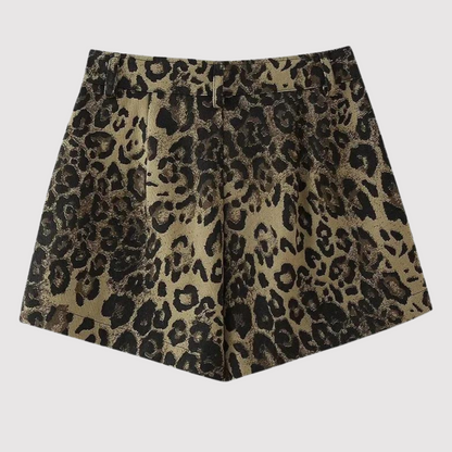 Dames Leopard Print Jeans Short Hoge Taille