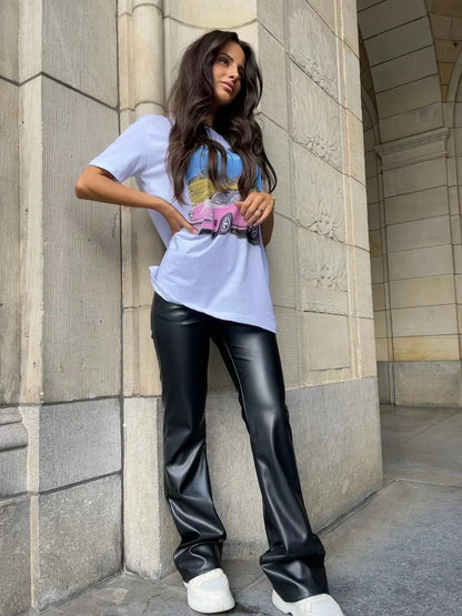 Dames Flared Broek Hoge Taille Lang