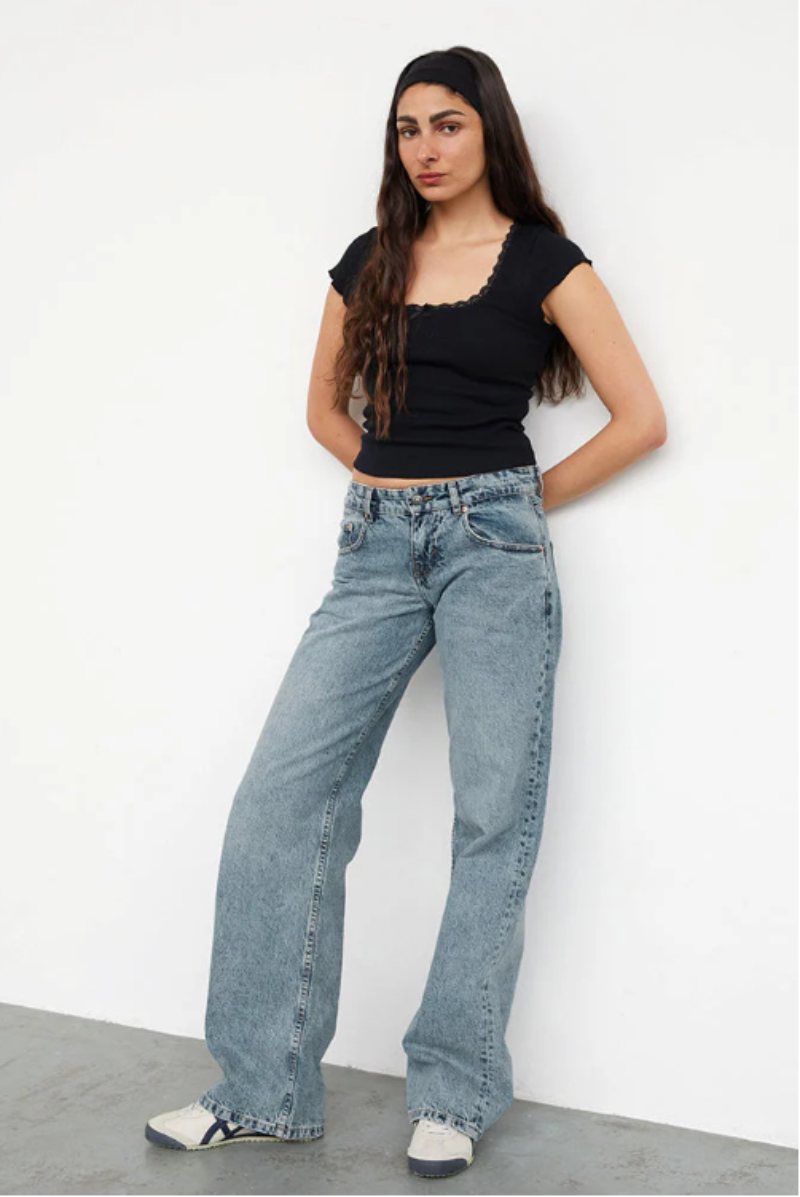 Dames Low Waist Wide Leg Jeans Lang