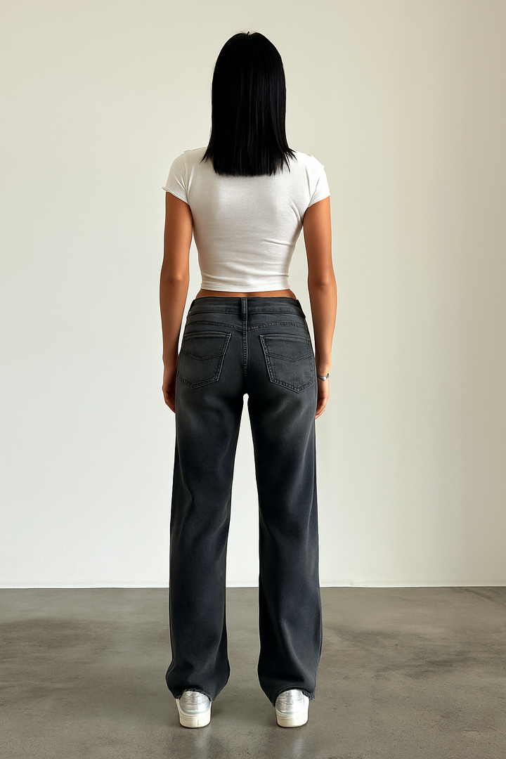 Dames Low Waist Wide Leg Jeans Lang