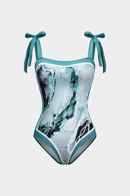 Dames Marble Print Badpak Set met Pareo