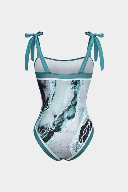 Dames Marble Print Badpak Set met Pareo