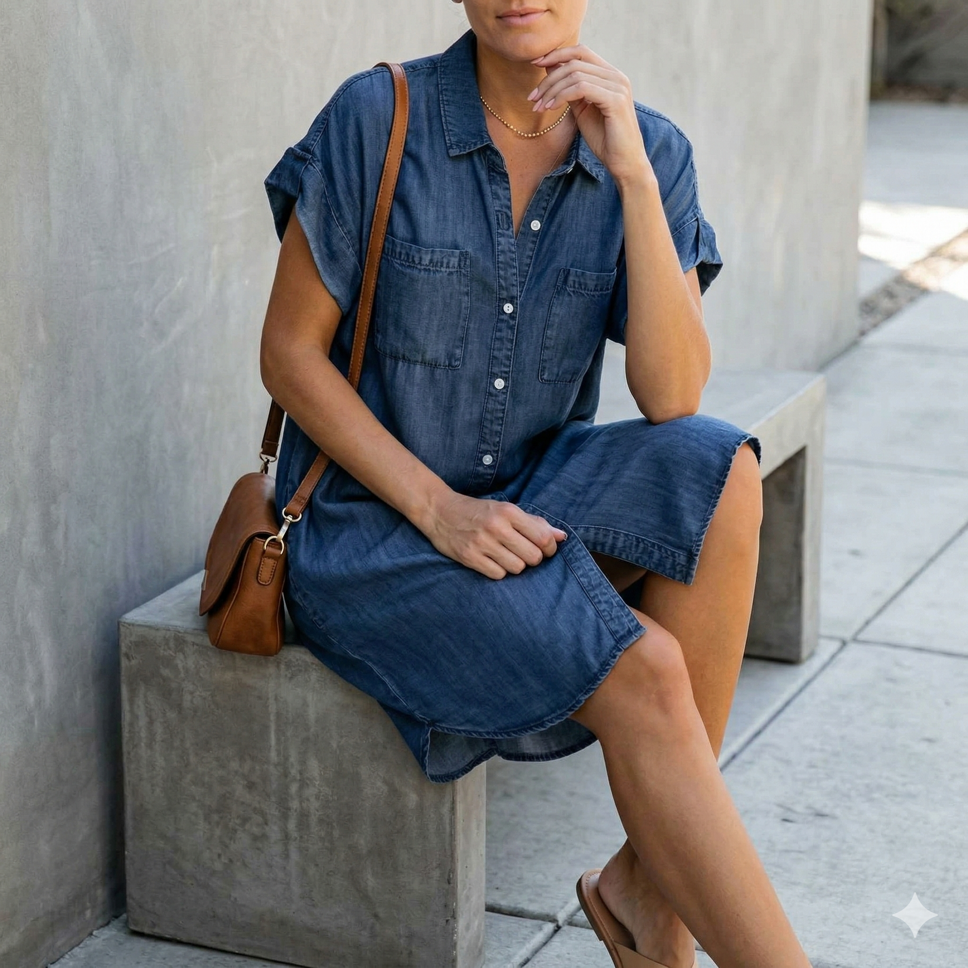 Dames Mini-Jurk Blauw Met Korte Mouw Modehuis-Nederland