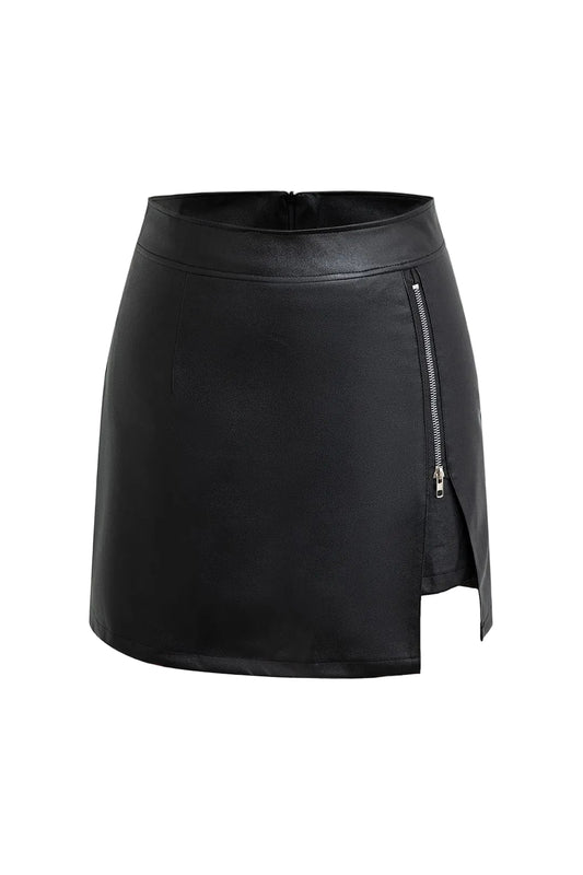 Dames Mini Rok met Rits Detail Hoge Taille