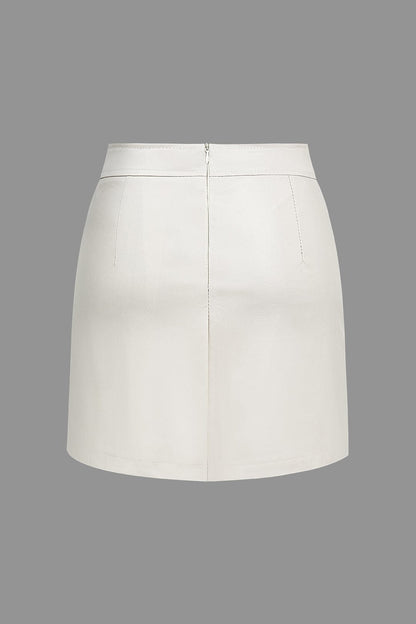 Dames Mini Rok met Rits Detail Hoge Taille