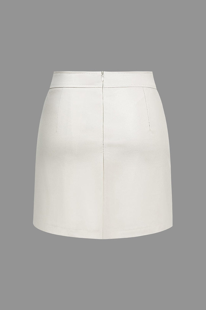 Dames Mini Rok met Rits Detail Hoge Taille