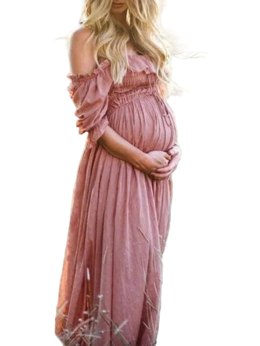 Dames Off Shoulder Zwangerschaps Jurk Maxi