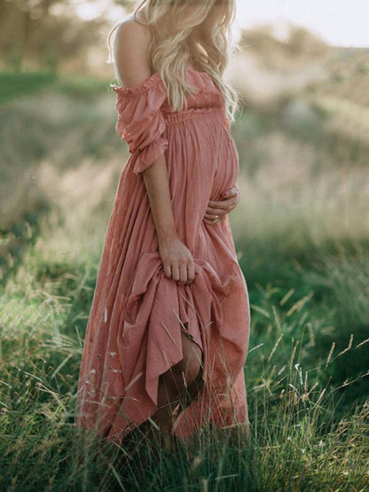 Dames Off Shoulder Zwangerschaps Jurk Maxi