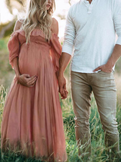 Dames Off Shoulder Zwangerschaps Jurk Maxi