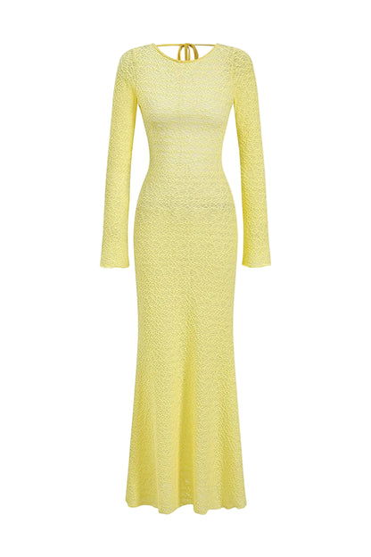 Dames Open Rug Lange Mouwen Maxi Jurk