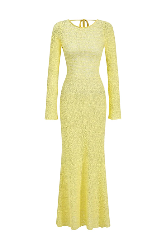 Dames Open Rug Lange Mouwen Maxi Jurk