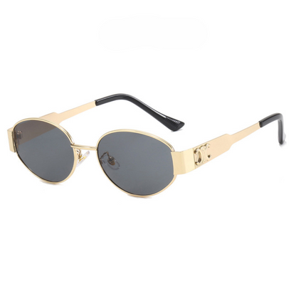Dames Ovale Zonnebril Metalen Frame