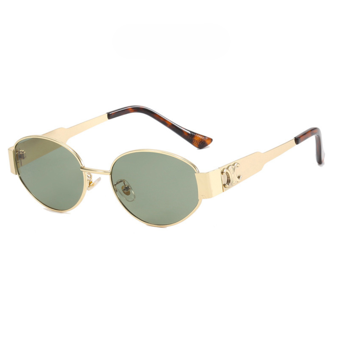 Dames Ovale Zonnebril Metalen Frame
