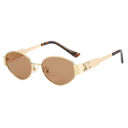 Dames Ovale Zonnebril Metalen Frame