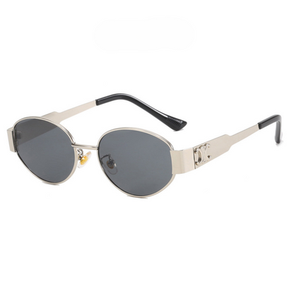 Dames Ovale Zonnebril Metalen Frame