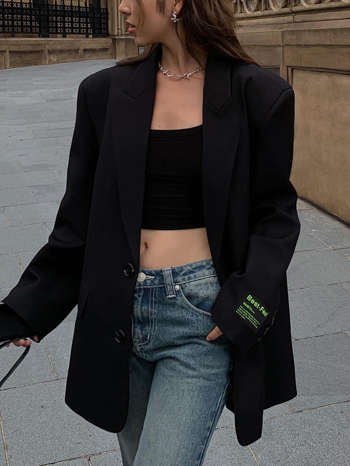 Dames Oversized Blazer Lange Mouw Lang