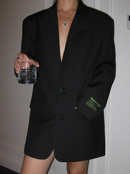 Dames Oversized Blazer Lange Mouw Lang
