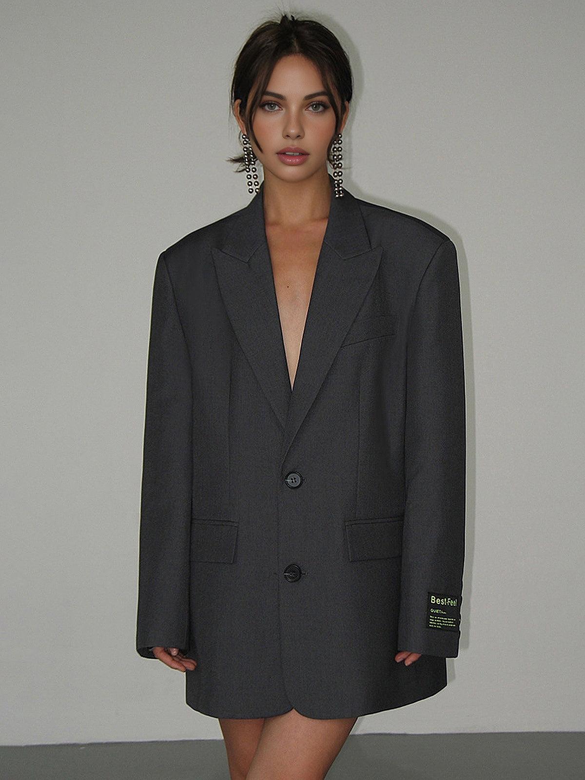 Dames Oversized Blazer Lange Mouw Lang