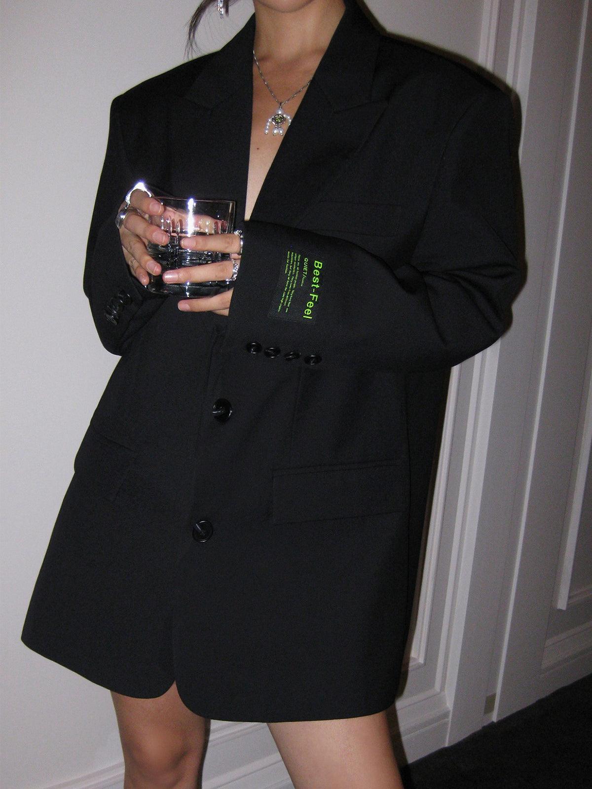 Dames Oversized Blazer Lange Mouw Lang