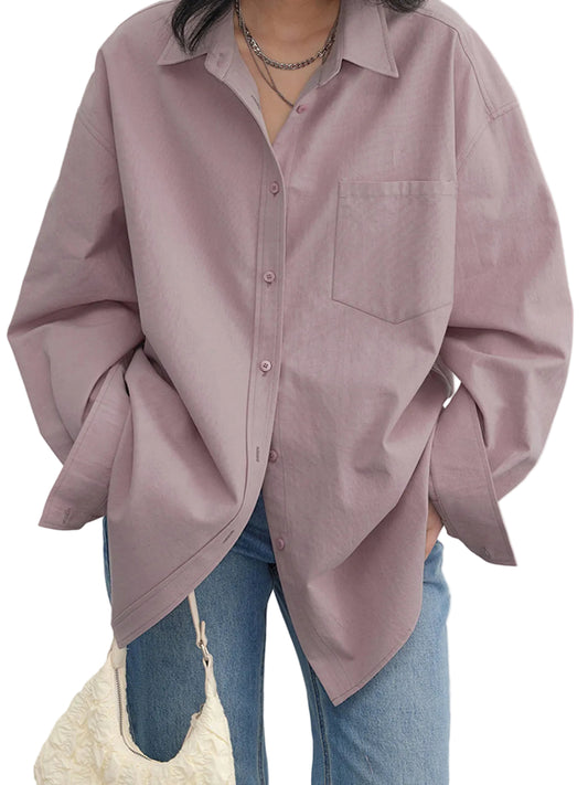 Dames Oversized Blouse Button-Down Lange Mouw