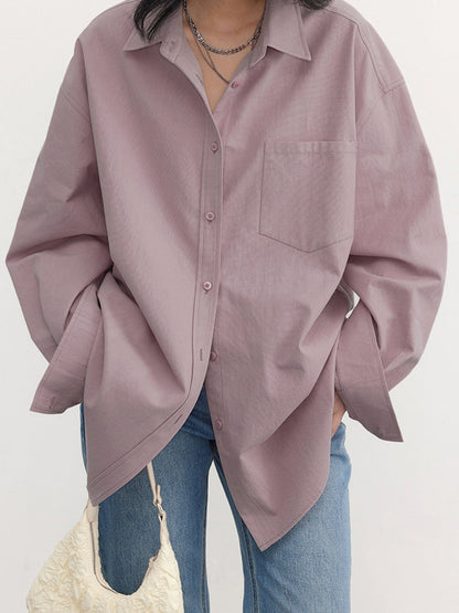Dames Oversized Blouse Button-Down Lange Mouw