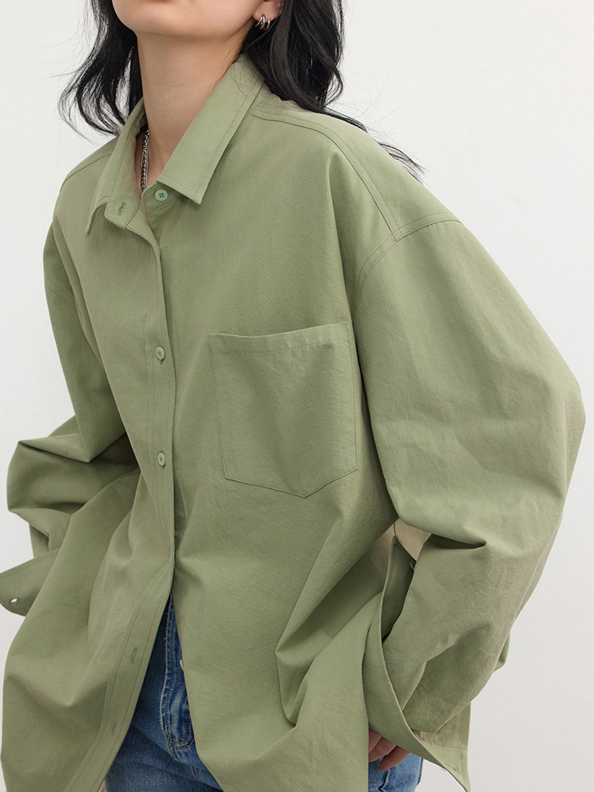 Dames Oversized Blouse Button-Down Lange Mouw