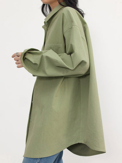 Dames Oversized Blouse Button-Down Lange Mouw