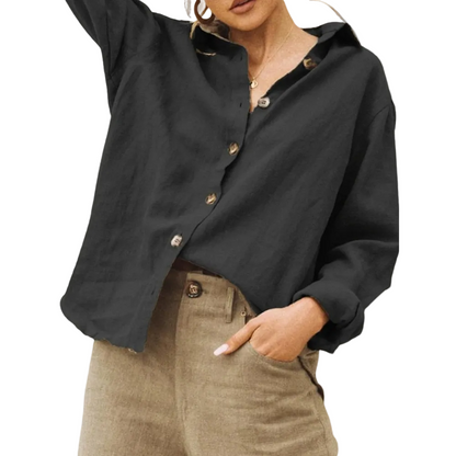 Dames Oversized Blouse Lange Mouw Button Down