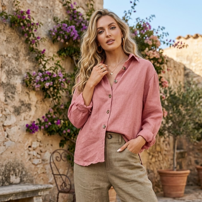 Dames Oversized Blouse Lange Mouw Button Down Modehuis-Nederland