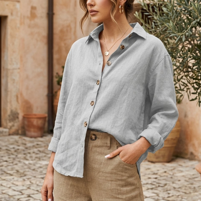 Dames Oversized Blouse Lange Mouw Button Down Modehuis-Nederland