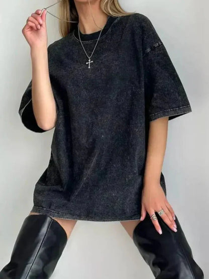Dames Oversized Washed Korte Mouw T Shirt