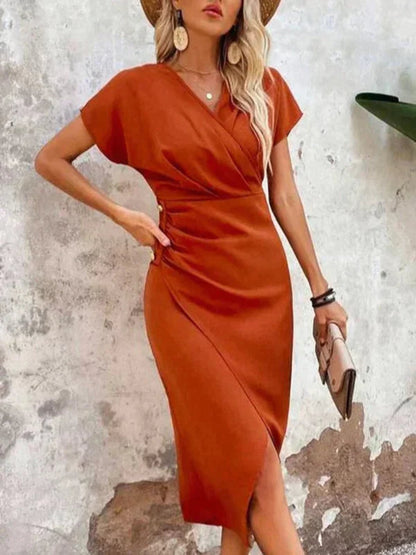 Dames Overslag Zomer V Hals Jurk Midi