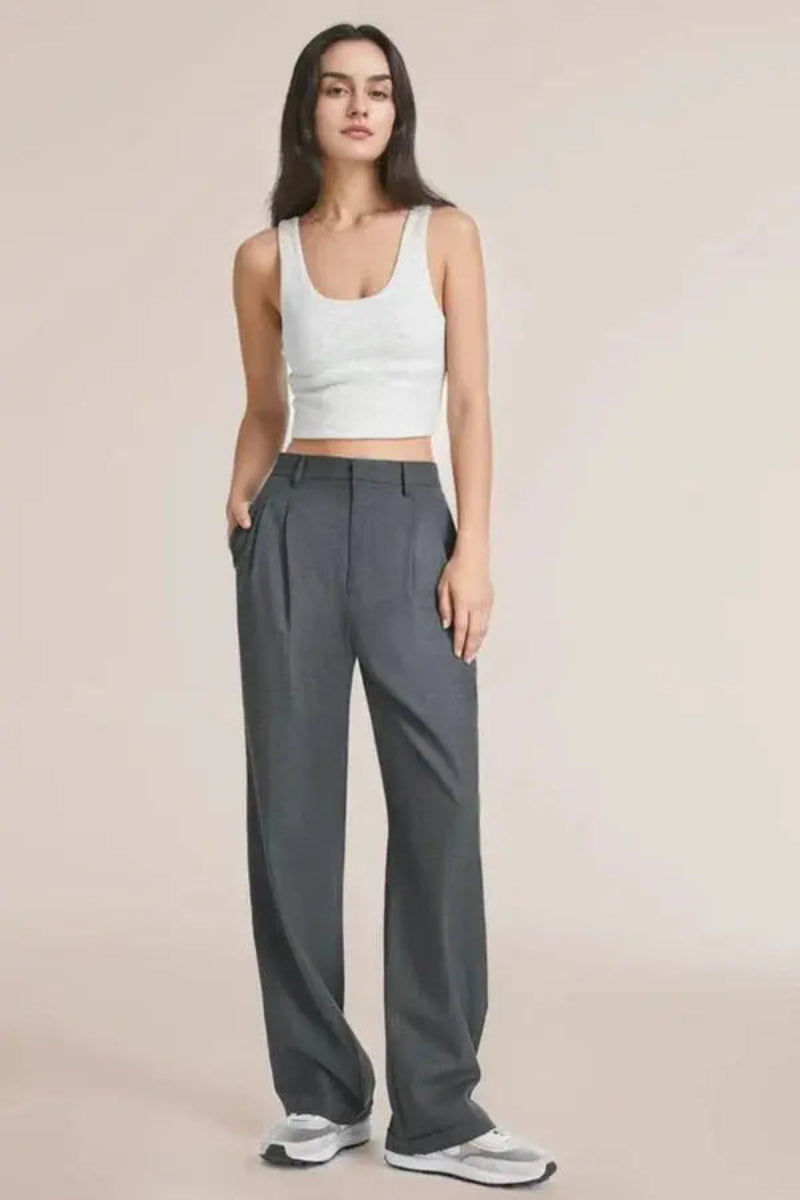 Dames Pantalon Wide Leg Hoge Taille Plooien
