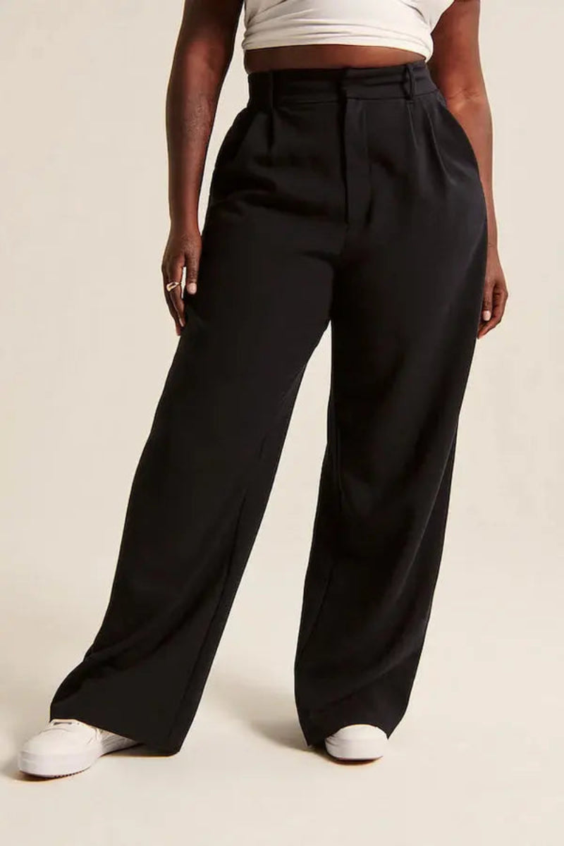 Dames Pantalon Wide Leg Hoge Taille Plooien