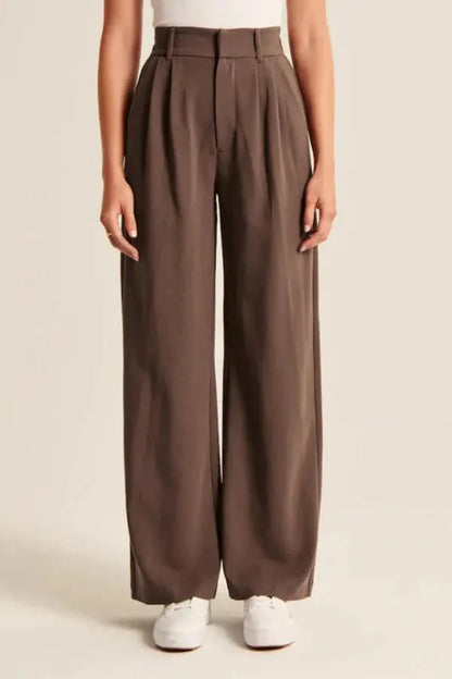 Dames Pantalon Wide Leg Hoge Taille Plooien