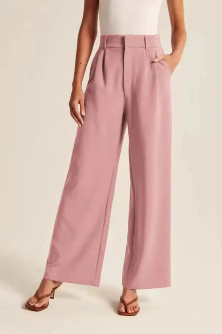 Dames Pantalon Wide Leg Hoge Taille Plooien