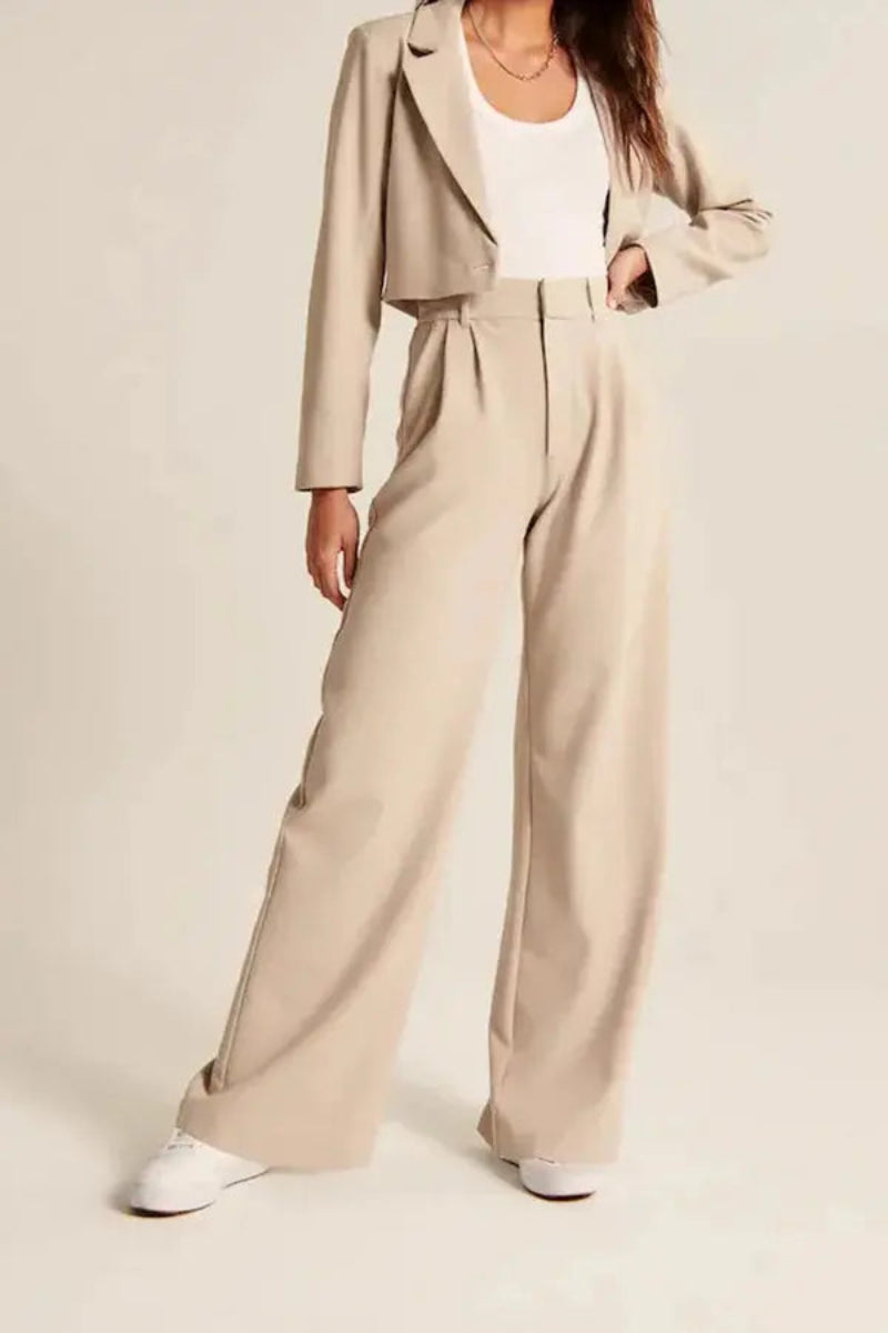 Dames Pantalon Wide Leg Hoge Taille Plooien