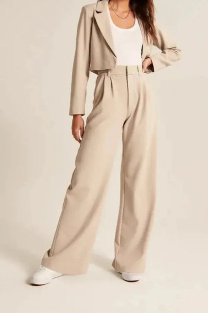 Dames Pantalon Wide Leg Hoge Taille Plooien