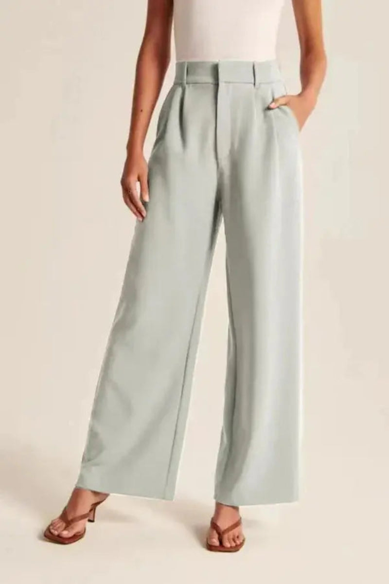 Dames Pantalon Wide Leg Hoge Taille Plooien