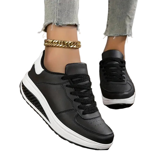 Dames Platform Sneakers Lace-Up Chunky Sole