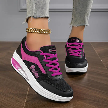 Dames Platform Sneakers Lace-Up Chunky Sole