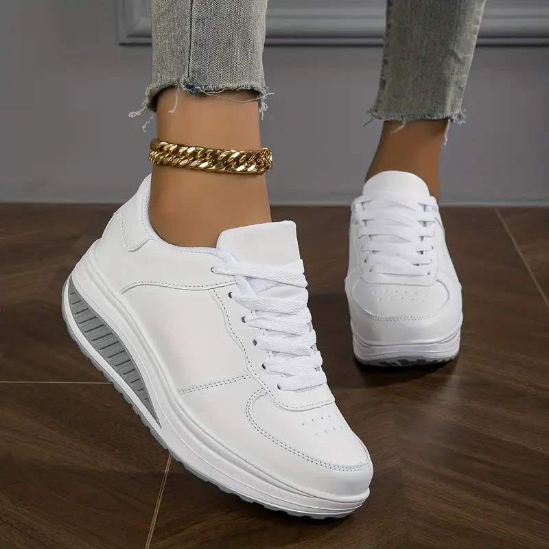 Dames Platform Sneakers Lace-Up Chunky Sole