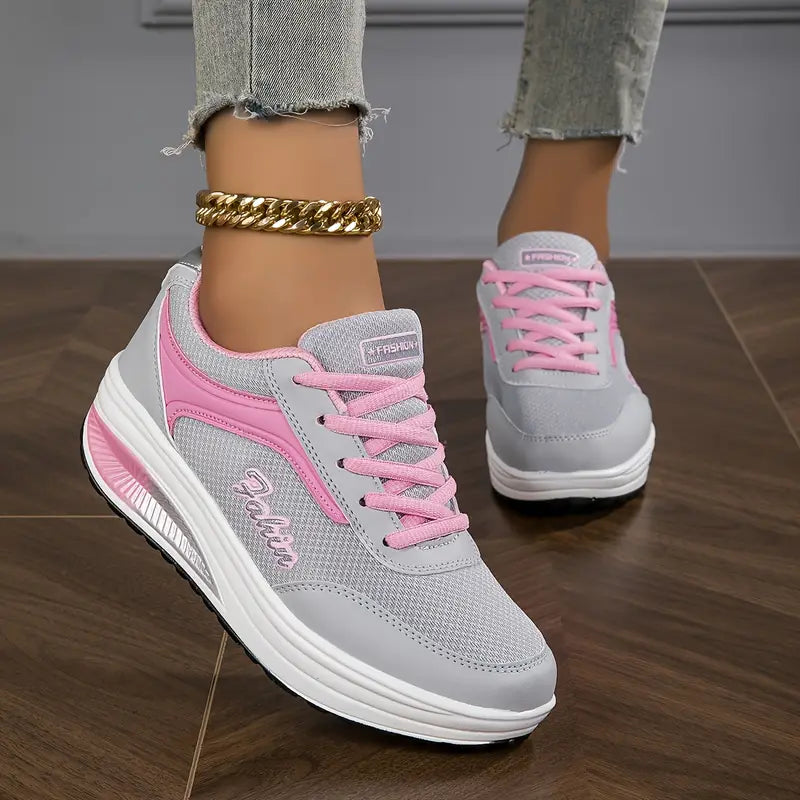 Dames Platform Sneakers Lace-Up Chunky Sole