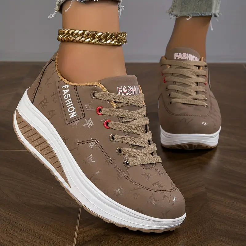 Dames Platform Sneakers Lace-Up Chunky Sole