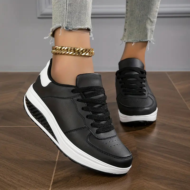 Dames Platform Sneakers Lace-Up Chunky Sole