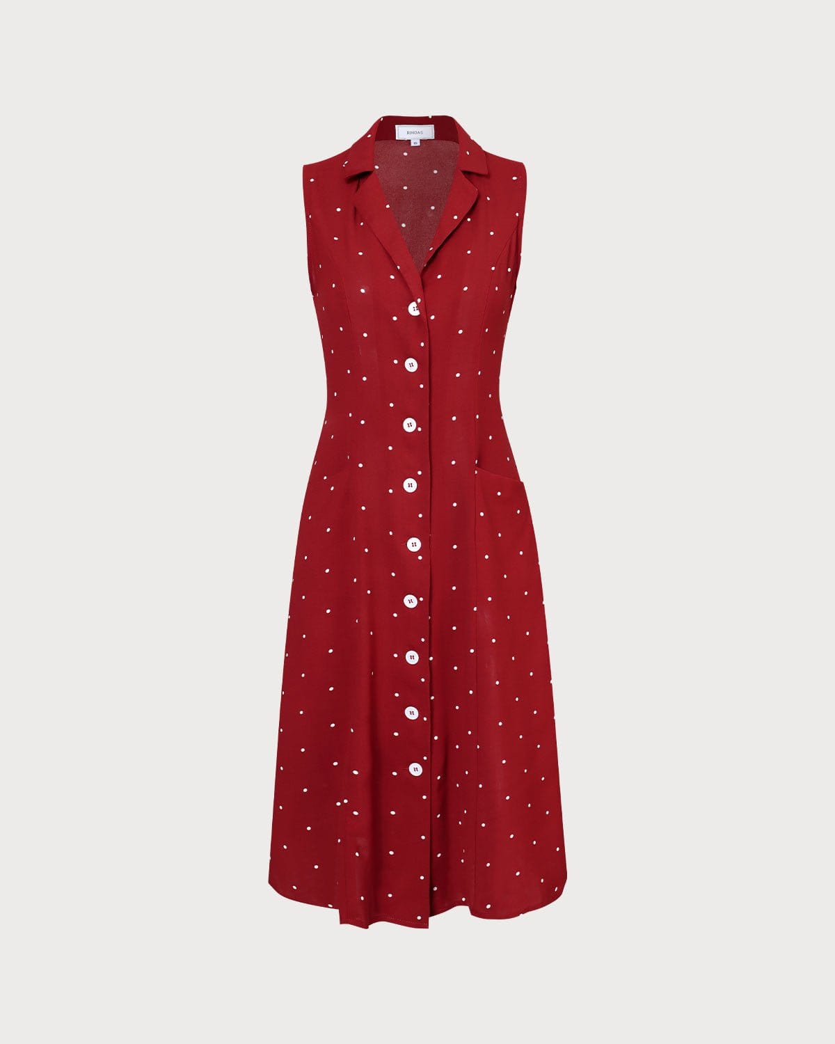 Dames Polkadot Mouwloze Overhemd Jurk Midi